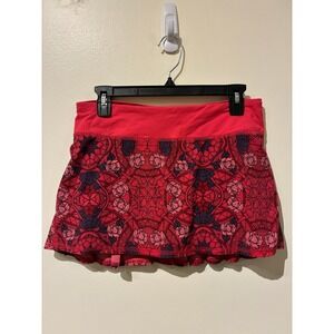 Lululemon Pace Setter Skirt Size 6 Regular Red Floral Geometric Ruffle Skort
